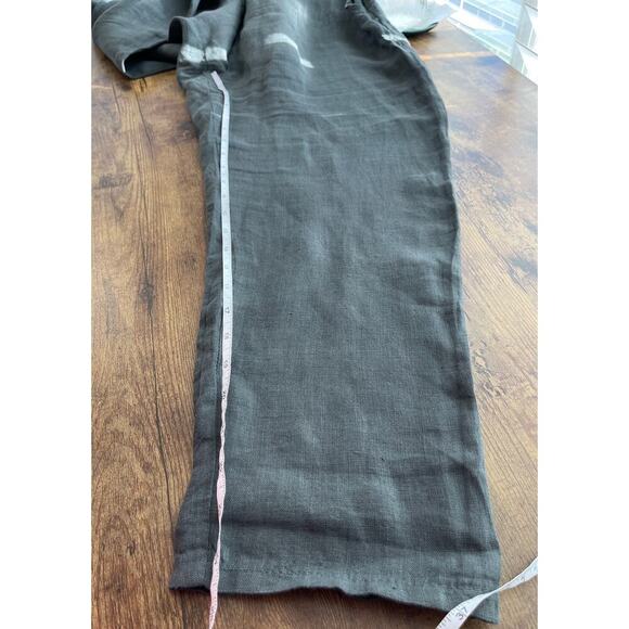 M Womens Dark Gray M 100% Linen Belt Pockets Career/ Luxury Classic SummerPants - Picture 6 of 7